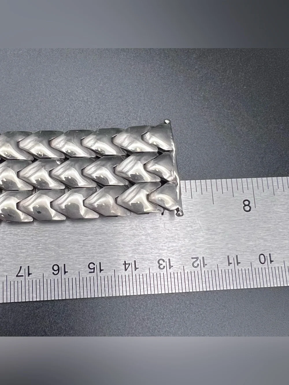 Sterling Silver Modernist Italian Wide Flex Link Bracelet - Picture 11 of 12